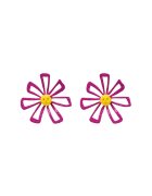 Pursehuit Cercei roz - forma de floare - cu margelute galbene - Traute C2 -