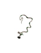 Pursehuit Cercel ear cuff - argintiu - forma de sarpe - cu pietre verzi - Gaida C5 -