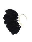 Pursehuit Cercel ear cuff - auriu - cu pene negre - Robin C2 -
