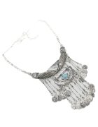 Pursehuit Colier argintiu - cu banuti si pietre turquoise - Saras C12 -