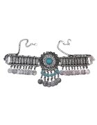 Pursehuit Colier argintiu - cu banuti si pietre turquoise - Sasia C8 -