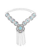 Pursehuit Colier argintiu - cu piatra turquoise - Saritha C12 -