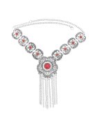 Pursehuit Colier argintiu - cu pietre rosii - Sarita C12 -