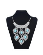 Pursehuit Colier argintiu - cu pietre turquoise - Edda C13 -
