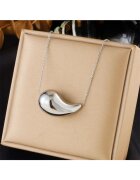 Pursehuit Colier argintiu - din otel inoxidabil - cu pandantiv forma de picatura de apa - suflat cu aur 18k - Candice C11