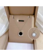 Pursehuit Colier argintiu - din otel inoxidabil - cu pandantiv rotund - suflat cu aur 18k - Davis C6
