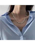Pursehuit Colier argintiu - din otel inoxidabil - cu piese geometrice - suflat cu aur 18k - Amilia C1