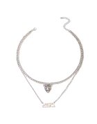 Pursehuit Colier argintiu - in 2 straturi - cu pandantiv in forma de pantera - Tayler C22 -