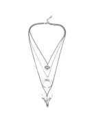 Pursehuit Colier argintiu - in 3 straturi - cu semiluna si cap de taur - Shiela C22 -