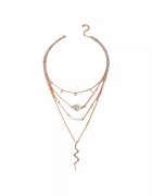 Pursehuit Colier argintiu - in 4 straturi - cu pandantiv in forma de sarpe si pietre - Selvy C21 -