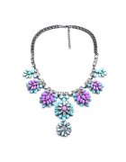 Pursehuit Colier argintiu - masiv - cu pietre mov si turquoise - Jasmina C4 -