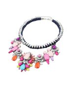 Pursehuit Colier argintiu - masiv - cu pietre multicolore - Janina C4 -