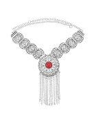 Pursehuit Colier argintiu - stil boho - cu franjuri si pietre - Lago C27 -