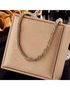 Pursehuit Colier auriu cu insertii argintii - din otel inoxidabil - impletit - suflat cu aur 18k - Tuke C1