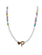 Pursehuit Colier auriu - cu margelute colorate - litera P C2