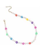 Pursehuit Colier auriu - cu perle si floricele - Judie C15 -