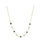 Pursehuit Colier auriu - din otel inoxidabil 316L - placat cu aur 18K PVD - cu pietre verzi - din zirconiu - Eda C1