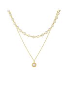 Pursehuit Colier auriu - din otel inoxidabil 316L - placat cu aur 18K PVD - in 2 straturi - cu perle - Eberta C1