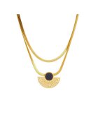 Pursehuit Colier auriu - din otel inoxidabil 316L - placat cu aur 18K PVD - in 2 straturi - cu piesa contemporana - Dolly C9