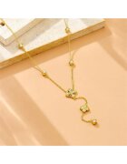 Pursehuit Colier auriu - din otel inoxidabil - cu pandantiv floricica si pietre - suflat cu aur 18k - Bia C11