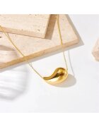 Pursehuit Colier auriu - din otel inoxidabil - cu pandantiv forma de picatura de apa - suflat cu aur 18k - Camila C9