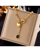 Pursehuit Colier auriu - din otel inoxidabil - cu pandantiv inima - suflat cu aur 18k - Tore C2