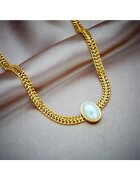Pursehuit Colier auriu - din otel inoxidabil - cu pandantiv oval - suflat cu aur 18k - Tekla C2