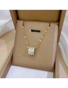 Pursehuit Colier auriu - din otel inoxidabil - cu pandantiv rotund - suflat cu aur 18k - Alvina C1