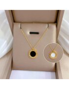 Pursehuit Colier auriu - din otel inoxidabil - cu pandantiv rotund - suflat cu aur 18k - Cally C11