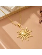 Pursehuit Colier auriu - din otel inoxidabil - cu pandantiv soare - suflat cu aur 18k - Briana C12
