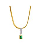 Pursehuit Colier auriu - din otel inoxidabil - cu pietre din zirconiu - suflat cu aur 18k - Rahel C12 OUT