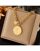Pursehuit Colier auriu - din otel inoxidabil - cu zale si banuti - suflat cu aur 18k - Thora C2