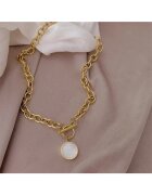 Pursehuit Colier auriu - din otel inoxidabil - cu zale si pandantiv rotund - suflat cu aur 18k - Berenice C9