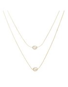 Pursehuit Colier auriu - din otel inoxidabil - in 2 straturi - cu perlute - suflat cu aur 18k - Amunda C1