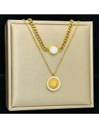 Pursehuit Colier auriu - din otel inoxidabil - in 2 straturi - suflat cu aur 18k - Amira C1
