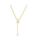 Pursehuit Colier auriu din otel inoxidabil placat cu aur 18K PVD - cu fluturas si perla - Diona C12
