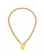 Pursehuit Colier auriu din otel inoxidabil placat cu aur 18K PVD - cu zale si banut - Einara C2