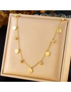 Pursehuit Colier auriu - din otel inoxidabil - suflat cu aur 18k - cu banuti si pietre din zirconiu - Denice C12