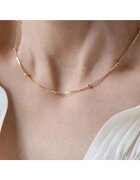 Pursehuit Colier auriu - din otel inoxidabil - suflat cu aur 18k - cu bilute delicate - Iraida C5