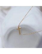 Pursehuit Colier auriu - din otel inoxidabil - suflat cu aur 18k - cu cruciulita delicata - Henki C7