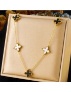 Pursehuit Colier auriu - din otel inoxidabil - suflat cu aur 18k - cu floricele norocoase - Dikka C9