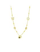 Pursehuit Colier auriu - din otel inoxidabil - suflat cu aur 18k - cu floricele si pietre din zirconiu - Eida C1