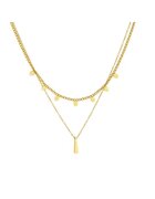 Pursehuit Colier auriu - din otel inoxidabil - suflat cu aur 18k - cu frunzulite de Monstera - Eldora C2