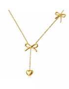Pursehuit Colier auriu - din otel inoxidabil - suflat cu aur 18k - cu inimioara si fundite - Eileen C1