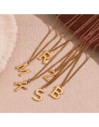 Pursehuit Colier auriu - din otel inoxidabil - suflat cu aur 18k - cu initiala C7