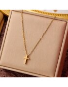 Pursehuit Colier auriu - din otel inoxidabil - suflat cu aur 18k - cu pandantiv cruciulita - Inna C5