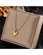 Pursehuit Colier auriu - din otel inoxidabil - suflat cu aur 18k - cu pandantiv inima - Heralda C3