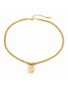 Pursehuit Colier auriu - din otel inoxidabil - suflat cu aur 18k - cu piatra in forma de inima - Ebba C1