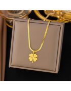 Pursehuit Colier auriu - din otel inoxidabil - suflat cu aur 18k - cu piese in forma de trifoi norocos - Iliana C5