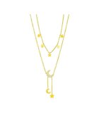 Pursehuit Colier auriu - din otel inoxidabil - suflat cu aur 18k - cu semiluna si stelute - Dorothy C1